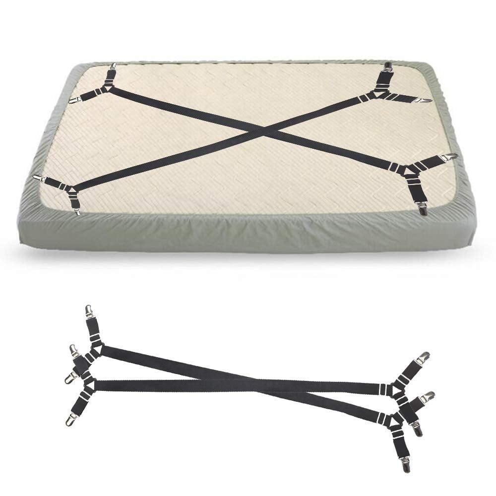 Details about   6 Sides Crisscross Bed Fitted Sheet Strap 3-Way Suspender Gripper Fastener Clip 