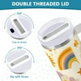 thumbnail image 3 of Yayeee 30oz Stainless Steel Tumbler with Straw and Handle Double-Wall Insulated Travel Water Bottle, Beige Retro Rainbow, 3 of 8