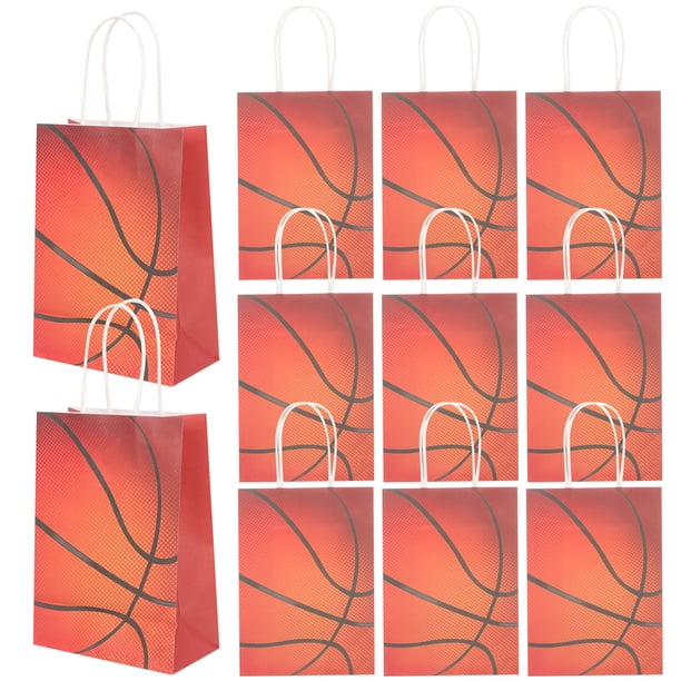 BRIGHTFUFU 12 bolsas de papel kraft para golosinas de fiesta de baloncesto, bolsas de dulces, bolsas de regalo