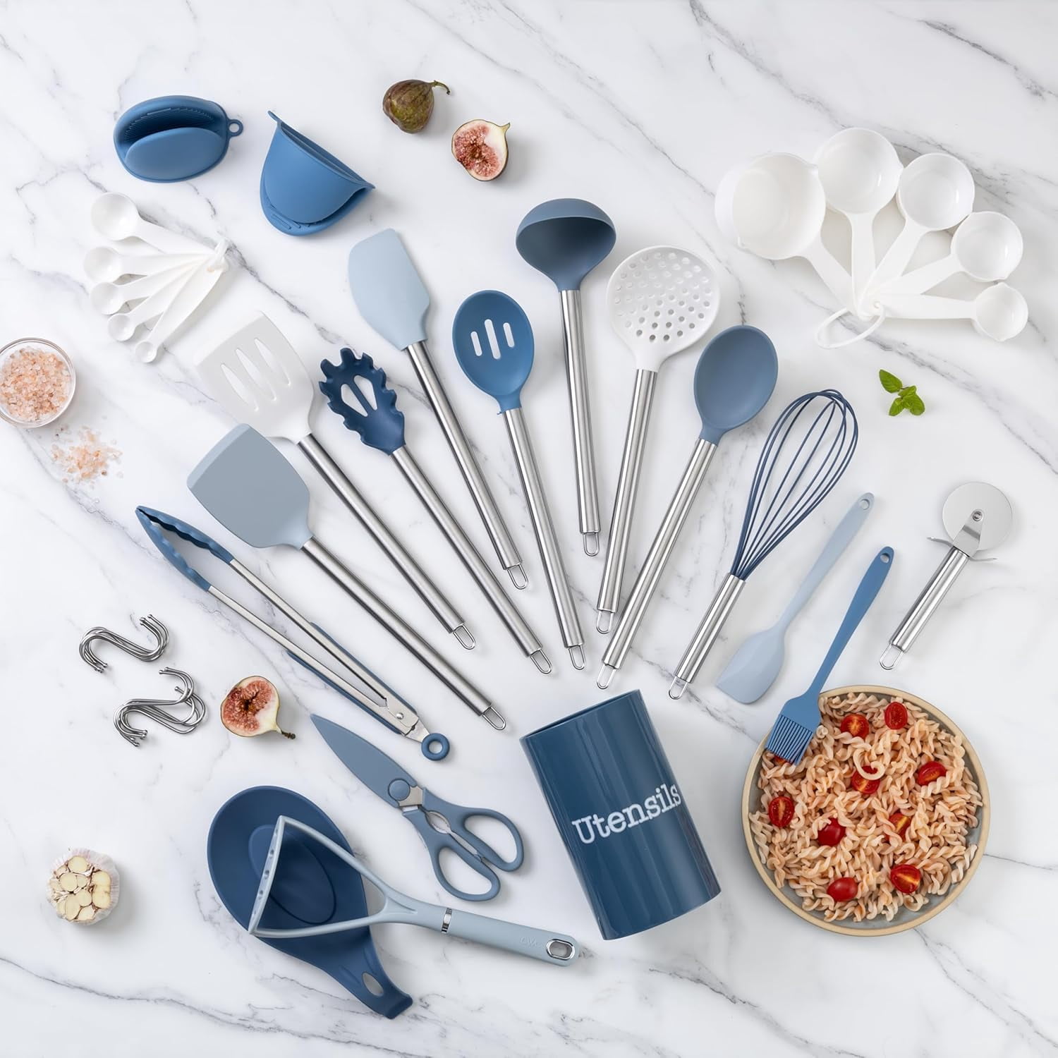 COOK WITH COLOR Silicone Cooking Utensils Set, Heat-Resistant, Nonstick Kitchen Gadgets (38 Pieces)