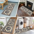 thumbnail image 5 of Light Beige Blue Flower Runner Rug for Hallway 2x6ft, Medieval Ethnic Turkish Retro Non Slip Floor Mat Washable Low-Profile Indoor Carpet for Living Room, Bedroom, Dining Room, 5 of 9