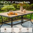 thumbnail image 3 of Summit Living Set of 8 Outdoor Patio Dining Set with 13 ft Patio Umbrella, 6 Wicker Chairs & Rectangular Wood-Like Table, Black, Brown & Red, 3 of 15