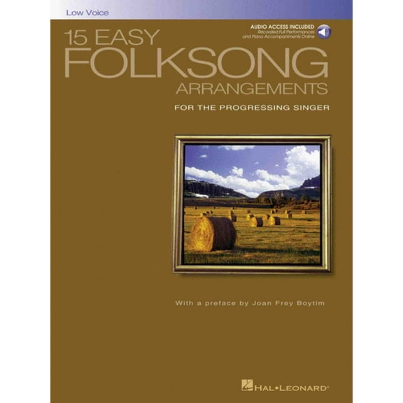 Hal Leonard 15 Easy Folksong Arrangements Low Voice- Audio Online