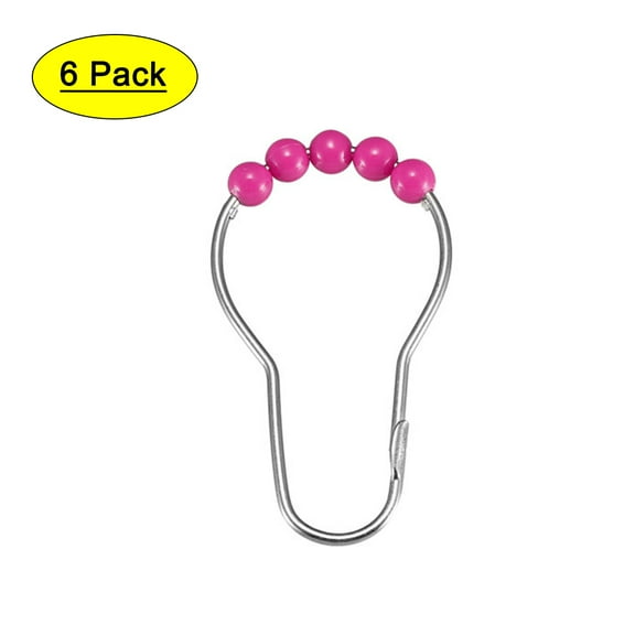Uxcell  Curtain Ring Hooks, for  Rods Curtains Liners Pink Ball 6 Pcs