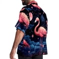 thumbnail image 3 of Starry Sky Flamingo Men's Short Sleeve Poplin Shirt, Casual Printed Button Down, Summer Beach Hawaiian Shirts, Unisex, 3 of 6