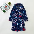 thumbnail image 3 of Dakiuu Boys Girls Bathrobes Todder Boys' Girl'S Fleece Hooded Flannel Robe Childrens Plush Soft Pajamas Sleepwear for Kids with Pockets 2-12 Years, 3 of 7