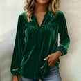thumbnail image 2 of qolati Velvet Tops for Women Long Sleeve Lapel Collard Velours Shirt Winter Vintage Comfy Blouses Holiday Party Clothes, 2 of 8