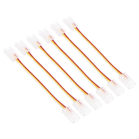 3Pin RGB LED Strip Connectors, 6Pcs 8mm Wide Extension Double-ended butt line Transparent