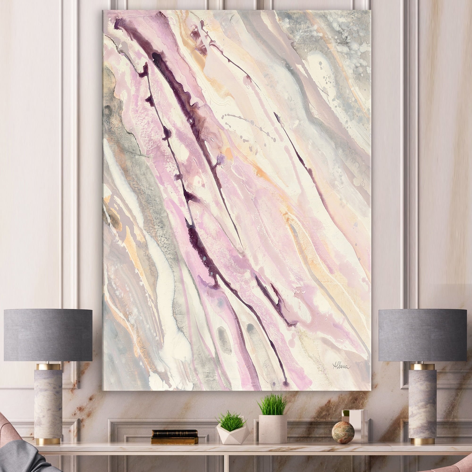 Pink Black White Grey Marble Abstract Canvas Wall Art Large Picture Print 