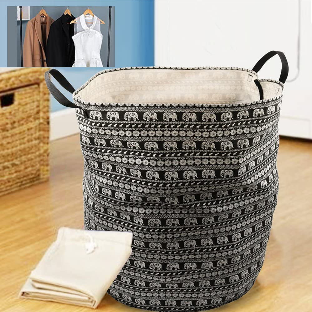 Canvas Foldable Large Storage Laundry Hamper Clothes Basket Laundry Washing Bag 