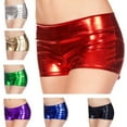 thumbnail image 5 of Yokua Women's Shining Metallic Booty Shorts Low Waist Rave Dance Festival Costumes, 5 of 15