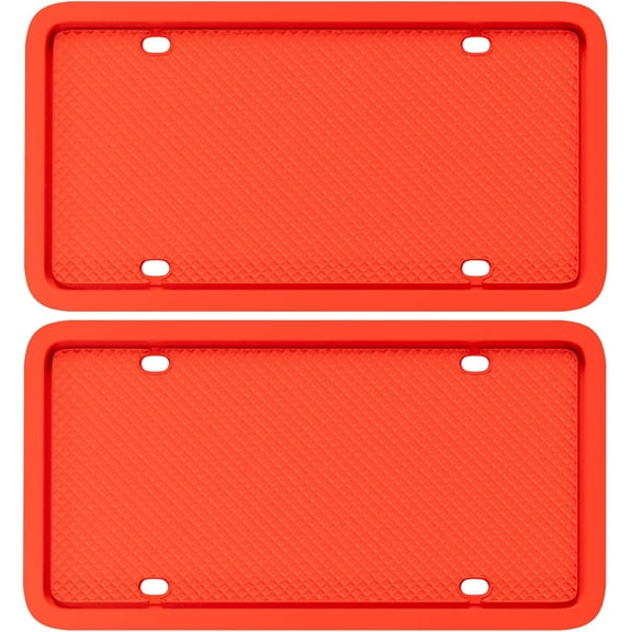 Red Silicone License Plate Frame, Premium Grade Universal Car Plate Frame, Rust Proof, Rattle Proof, Weather Proof License Plate Holder for US CA Standard ( 2-Pack)