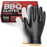 BBQ Grilling Gloves Kit (XL) – 100 Nitrile Disposable Gloves & 4 Cotton Liners, Heat-Resistant & Waterproof for Cooking, Smoking & Cleaning