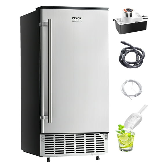 KFFKFF 80 Lbs/Day Built-in Commercial Ice Maker Stores up to 26lbs Free-Standing UnderCounter Machine with Clear Cube