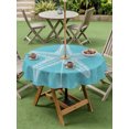 thumbnail image 4 of Outdoor Tablecloth with Umbrella Hole for Patio/Picnic/Party/Camping, Summer Nautical Waterproof Table Cloth Round Cover Washable, Watercolor Ocean Starfish Minimalist Blue (Dia 54"), 4 of 9