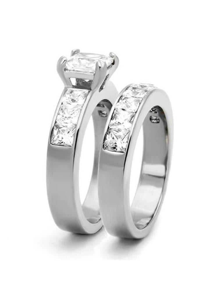 Anello Fidanzamento Donna CZ Taglio Principessa 0.6 Carati - Acciaio Inox 316, Taglia 7 - Foto 5
