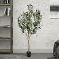 thumbnail image 6 of Vickerman 72" Artificial Green Olive Tree in Black Planters Pot., 6 of 6