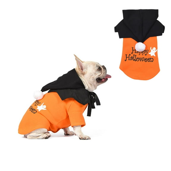 Halloween Dog Costume, Puppy Hoodies Pumkin, Doggie Winter Clothes Sweatshirt Pet Hooded Coat Jackets for Small Meidum Dogs Orange S