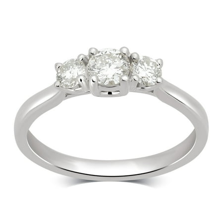1.00 Carat T.W. Diamond 14K White Gold 3 Stone Engagement Ring