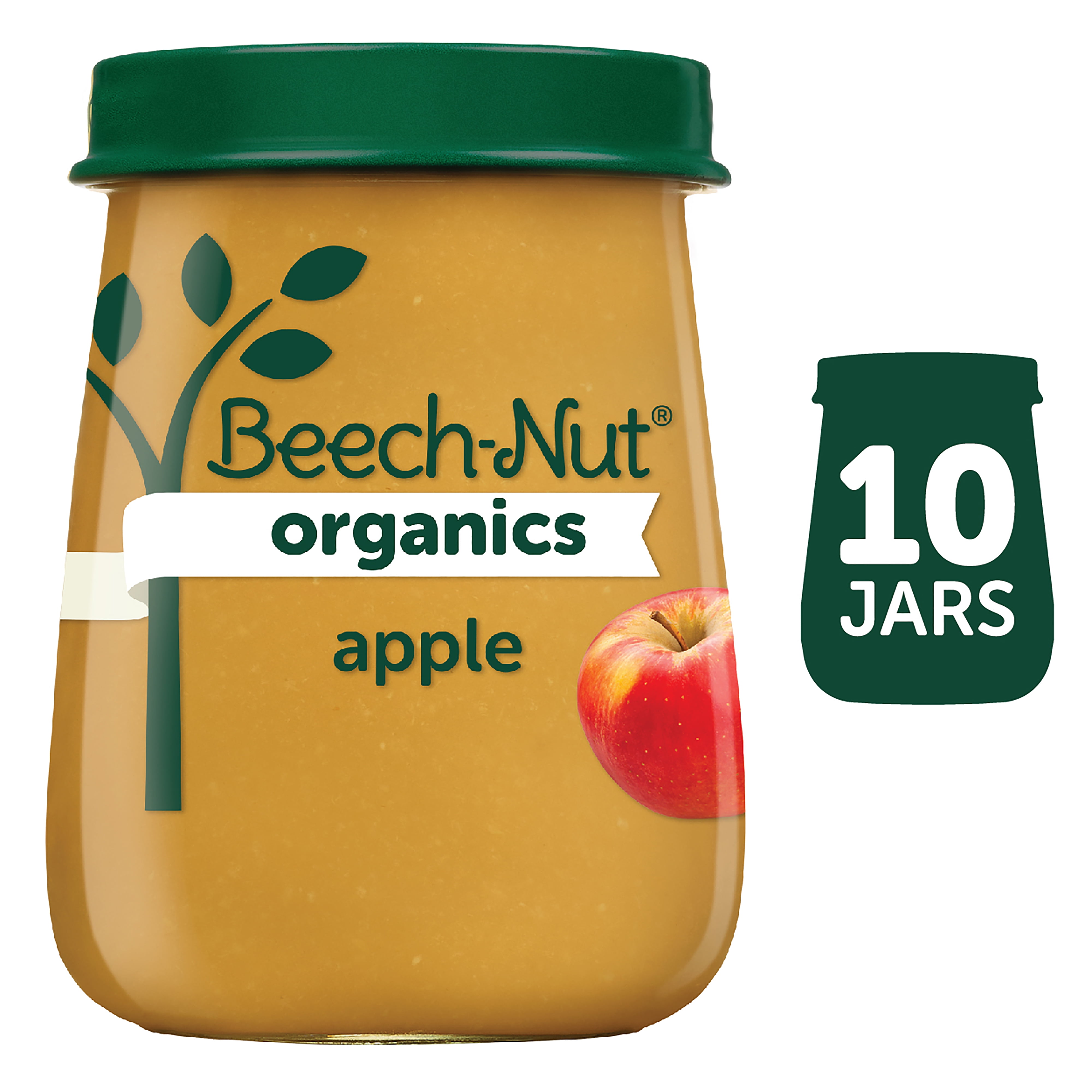 (10 Pack) BeechNut Organics Stage 1, Apple Baby Food, 4 oz Jar