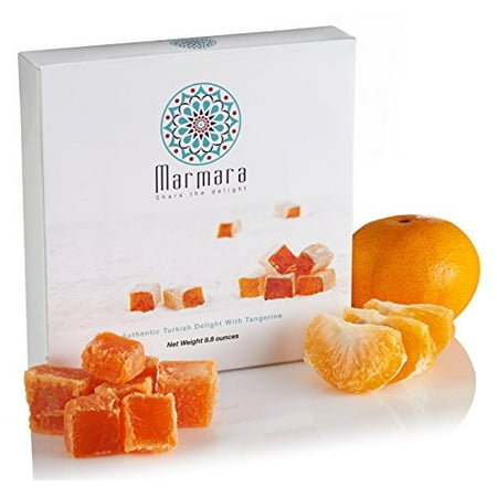- Marmara Authentic Turkish Delight with Tangerines / Sweet Confectionery Gourmet Box Candy Desert (Large) Net weight 8.8 ounces