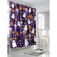 thumbnail image 3 of Fsddascl Halloween Purple Shower Curtain Set - Long 72" x 84" Washable Bathtub Curtain with 12 Hooks, Black White Ghost Orange Skull Pumpkin Waterproof Fabric Stall Shower Curtains for Bathroom, 3 of 6