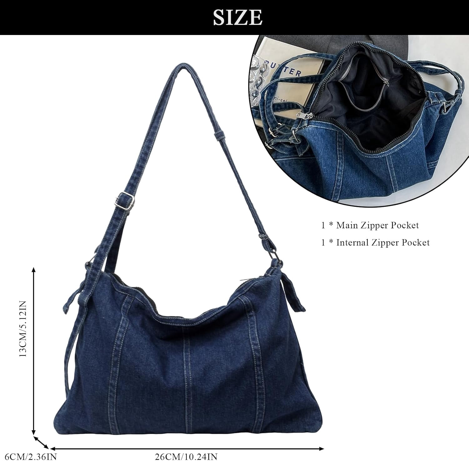 CoCoMangos Denim Purse, Denim Bags for Women Jean Purse Trendy Denim Crossbody Handbags