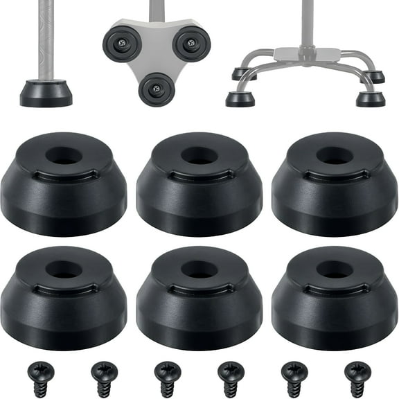 LAMIRO 6 Pack Walking Cane Tips Compatible with Replacement Feet,Cane Rubber Tips Replacement,Cane Foot Rubber with Anti-Slip and Wear Resistance Design,Easy to Use