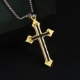 thumbnail image 2 of HOOUN Gold Double Layer Cross Pendant Necklace Chain Men Women Christian Jewelry Gift, 2 of 4