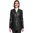 thumbnail image 1 of Calvin Klein Womens Faux Leather Blazer Jacket, black, 4, 1 of 2