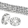 thumbnail image 1 of Paquete de 200 Cuentas Espaciadoras Rondelle, 0.4 Pulgadas/10mm Cuentas Sueltas de Cristal Checo Rhinestone [Tono Plateado], 1 of 6