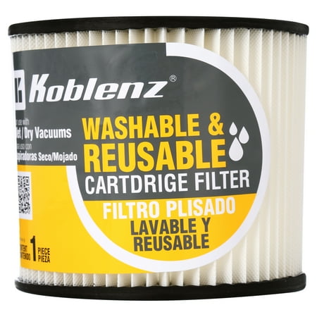 KOBLENZ Wet-Dry Vac Washable Cartridge Filter, 5 Gallon to 16 Gallon (45-1169-00-7)