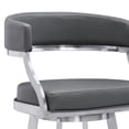 thumbnail image 4 of Ava 26 Inch Swivel Counter Stool Chair, Open Back, Steel, Gray Faux Leather- Saltoro Sherpi, 4 of 5