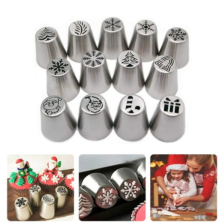 

lilubuy Christmas Flower Frosting Tips Nozzles Xmas Flower Icing Piping Nozzles Decorating Icing Tips Tools For Cake Baking Supplies For Cookie Cupcake Birthday Party(1Pc)
