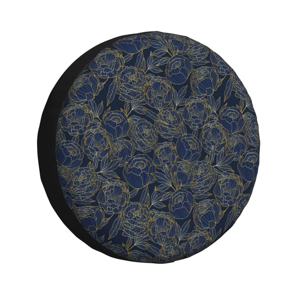 Fotbe Golden Peonies Funda de Llanta de Repuesto con Estampado, Engrosada, Ajuste Universal para Jeep, Remolque, RV, SUV, Camión-17 inch