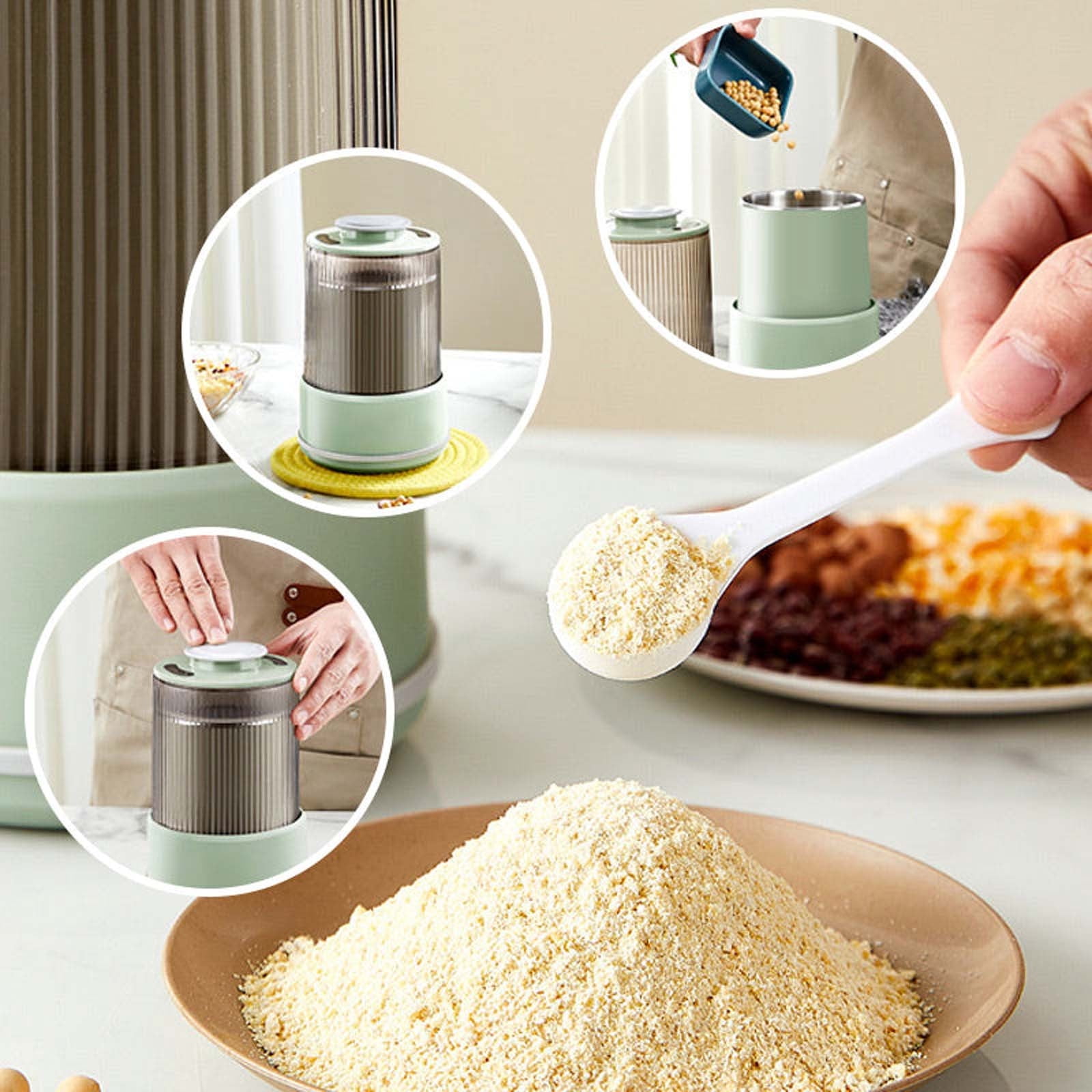 Nsxcdh Grain Grinder Machine 1l Stainless Steel 7.9x6.3in 20000rpm Multi Blade Fine Crusher for Spice Juice Powder Semi Auto Home Food Processor Christmas Gifts