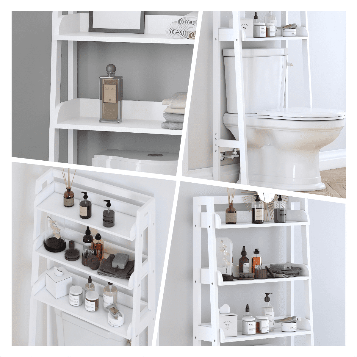 STAROUS Over The Toilet Storage Shelf, 3-Tier Over Toilet Bathroom Organizer, Above Toilet Shelves, Bathroom Spacesaver, White