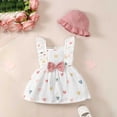 thumbnail image 2 of Leey-World Infant Baby Girl Dresses Toddler Girl Clothes Summer Cotton Linen Boho Smocked Sundress Gift for Girls with Hat(White,12-18 Months), 2 of 9