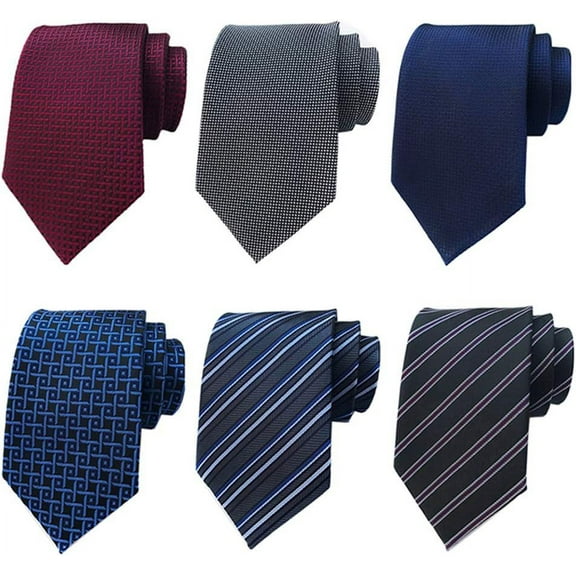 6pcs Men's Necktie Silk Check Stripe Ties Pattern Business Formal Neckties