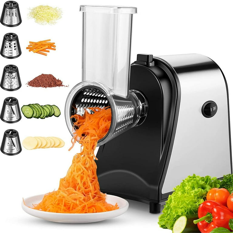 G·PEH Electric Cheese Grater, 200W Professional Vegetable Cutter for Home  Use, 5 Stainless Steel Rotary Blades Electric Salad Maker Shredder for  Cheeses, Fruit, Veggies 