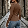thumbnail image 6 of Solid Color Shirts For Women Women's Long-Sleeve Crew Neck Base Layer Top With Thumbholes Stretchy Fabric Coffee S, 6 of 9