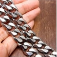 thumbnail image 3 of 7"-40" 15mm 316L Stainless Steel Heavy Link Silver Curb Cuban Chain Men Necklace, 3 of 4