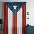 thumbnail image 5 of Puerto Rico Flag Semi Sheer Curtains Drapes for Living Room,Bedroom,French Doors Window 96 Inches Long,Palm Leaf Botanical Red Striped Blue Star Rod Pocket Chiffon Curtain Drapery Voile Drape Panel, 5 of 6