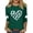 26ST1 Green, variant on Womens Love Heart Shirts 3/4 Sleeve Valentine's Day St Patrick's Day Graphic Tees