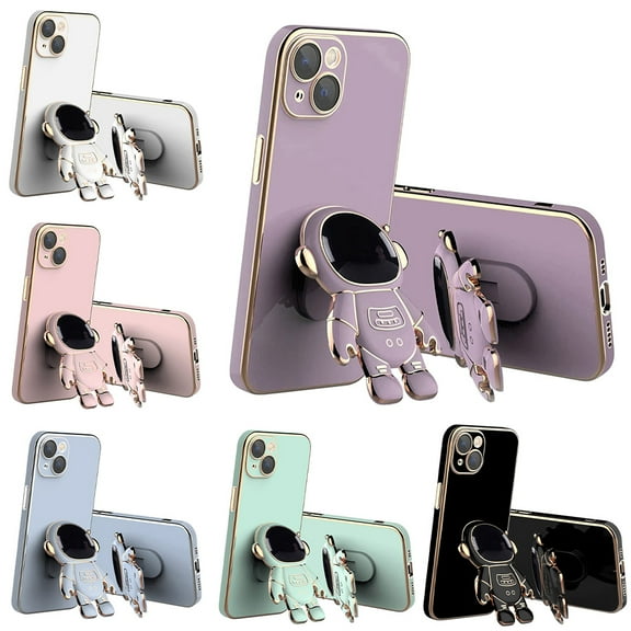For iPhone 14 Case Cover,Astronaut Stand Case Cover with Protective Cover - Comes with Lens Film(Pink)