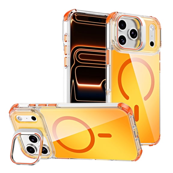 Cute Case for iPhone 17 Pro Max Case with Stand for Women Girls [Compatible with Magsafe] Aesthetic Glitter Sparkly Bling Magnetic Phone Cover with Camera Lens Kickstand