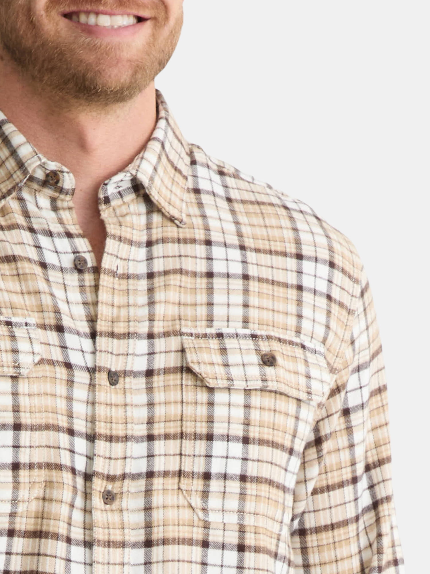 George Men's & Big Men's Relaxed Fit Double Pocket Flannel Shirt, Sizes XS-3XLT