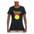 thumbnail image 2 of Wild Bobby, Tennis Mom Cute Bow Ribbon Tennis Ball, Mother's Day, Women Graphic T-Shirt, Black, Small, 2 of 3