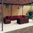 thumbnail image 1 of vidaXL 9 Piece Garden Lounge Set with Cushions Poly Rattan Brown, 1 of 4