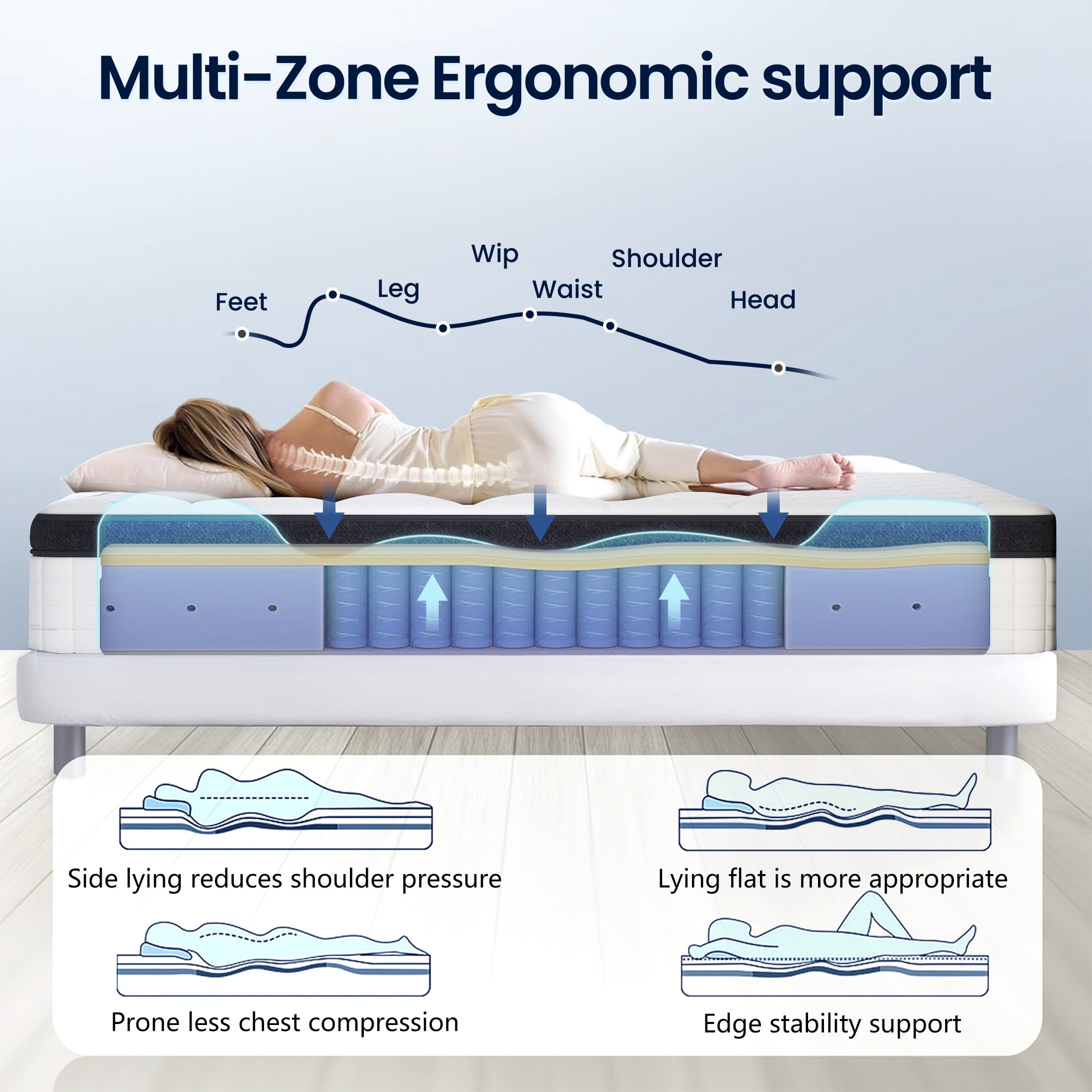Focalsweet Queen Mattress,12" Memory Foam Mattress in a Box, Medium, Euro Top, Motion Isolation